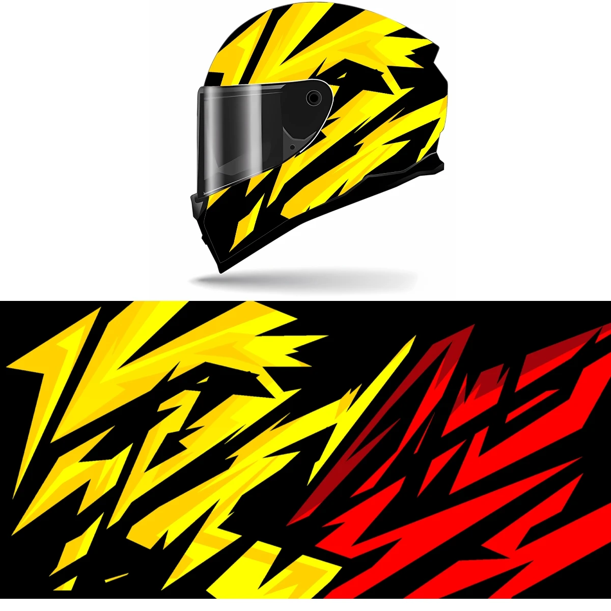

Yellow abstract lines red graphics Motorcycle Helmet Stickers Self Adhesive Racing Custom Helmet Decal Wrap Vinyl Decal Stickers