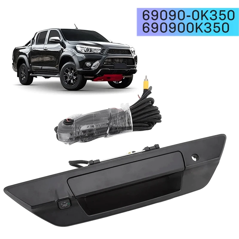 

Car Tailgate Handle W/Rear View Camera Rear Boot Gate Handle For Toyota Hilux SR5 M80 2016-2018 69090-0K350