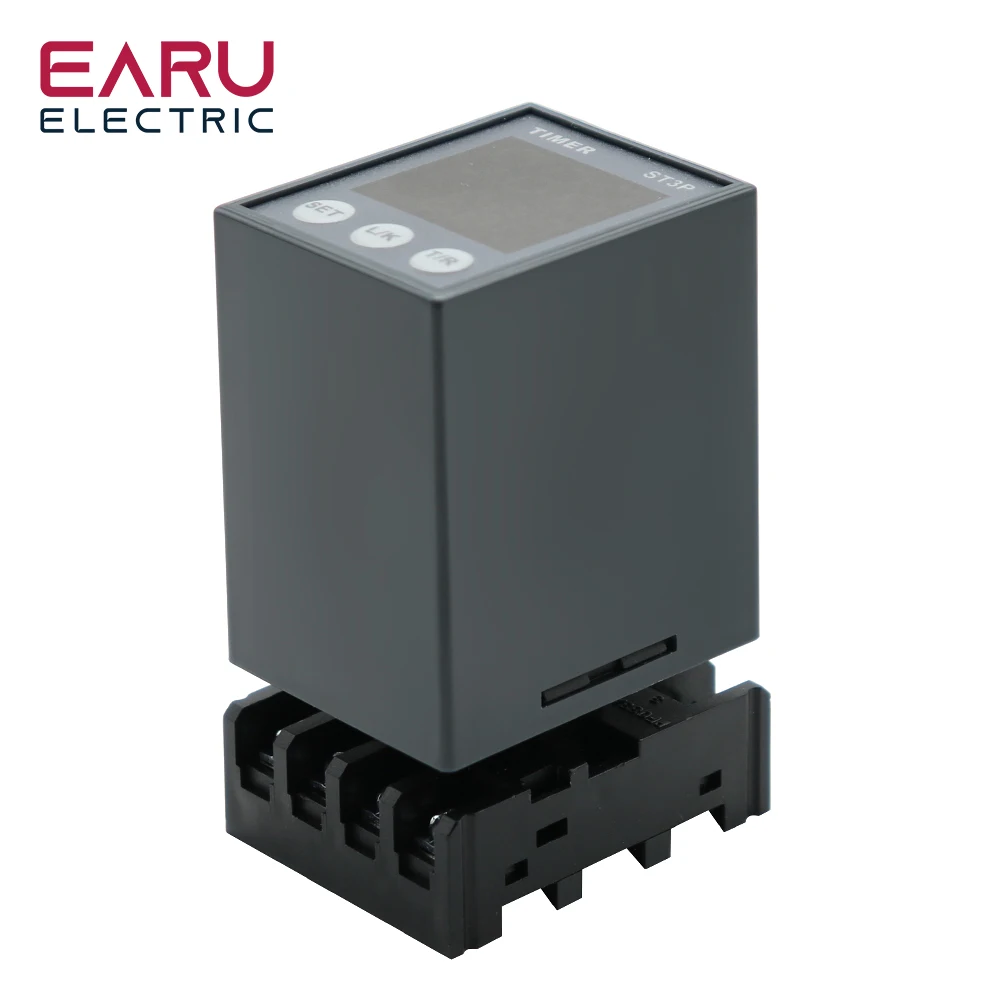 ST3P Series LCD Time Relay DC/AC12V 24V AC110V 220V 380V Precision Programmable Timer Delay Relay 0.01S-9990h With Socket Base