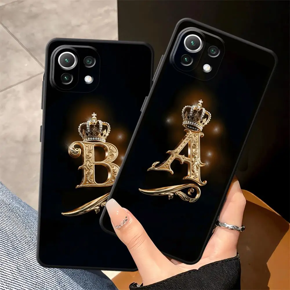 

Black Soft Phone Cover Case for Xiaomi Mi 11 12 13 Lite 13 14 15 Pro 10T 11T 12T Pro 12X Creative Crown Letter AB
