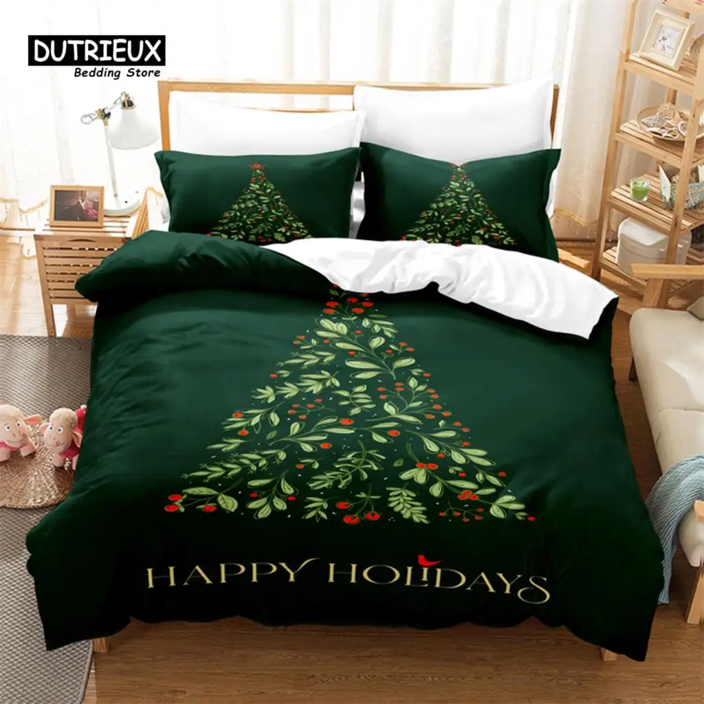 3pcs Duvet Cover Set, Forest Christmas Bedding Set, Soft Comfortable Breathable Duvet Cover, For Bedroom Guest Room Decor