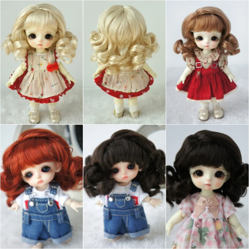 Tiny Doll Wigs ! JD038 3-4inch 5-6inch  Long Soft wave Synthetic mohair BJD Wig 1/12 1/8 OB11 Lati Yellow &White Doll Accessorie