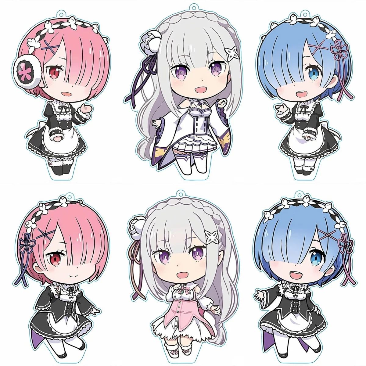 6cm Re:ZERO -Starting Life in Another World Acrylic Keychain Characteristic Characters Ornament Accessories Collection