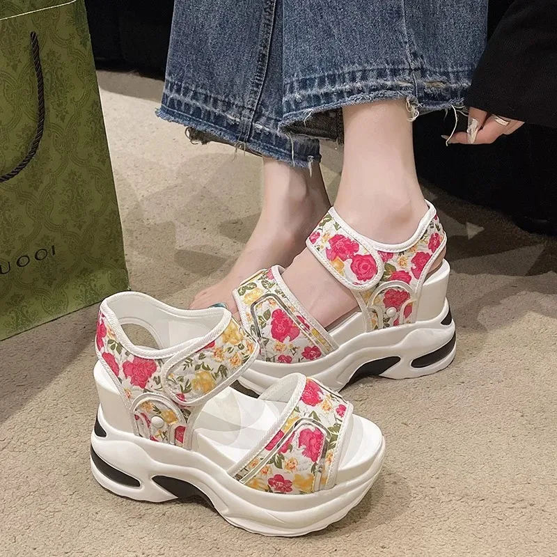 Platform Sandals Female 2024 Summer Fashion Peep-toe Shoes Character With High Heel Muffin Daddy Leisure Sports Sandals Female