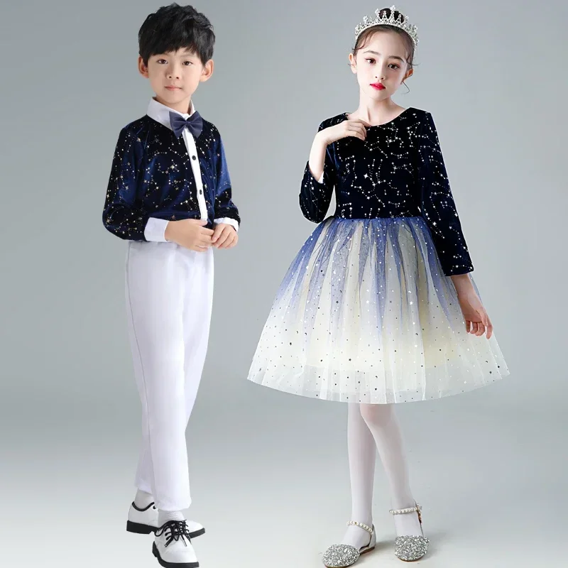 Children's Choir , Primary and Secondary School Performance Choir , Girls' Poetry Reading Costumes Dance Clothes Women Dress