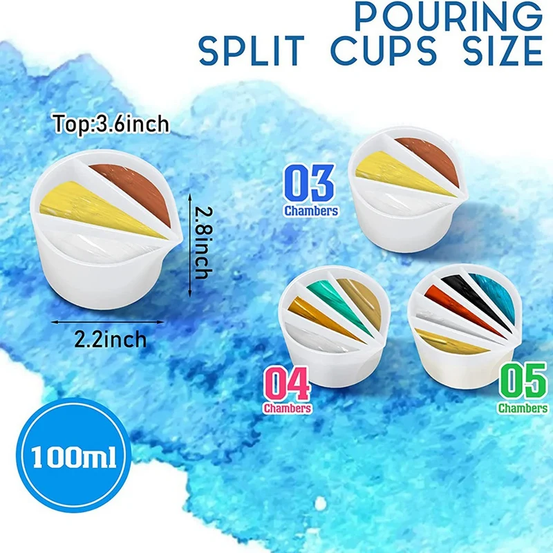 8Pc Paint Pour Cup Bundle Paint Pouring Cup Multi Channel Split Cup For Paint Pouring For DIY Making Resin Acrylic Paint