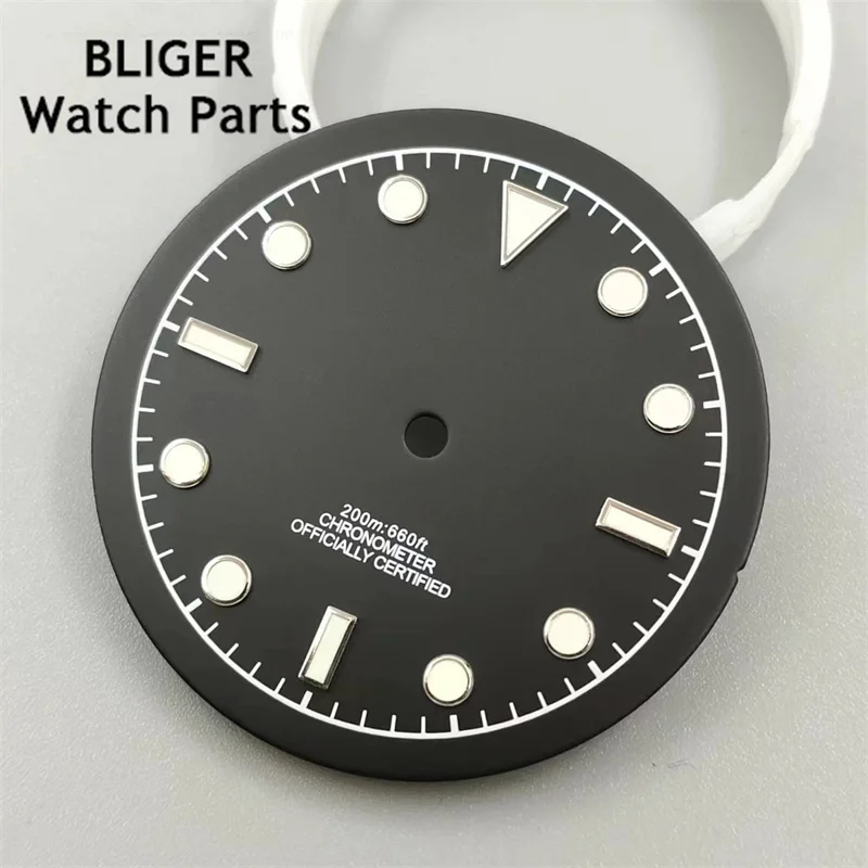 BLIGER 33.5mm dial Black rose gold Dateless window Green luminous Fit NH34 NH35 NH36 ETA 2824 PT5000 Miyota DG series movement