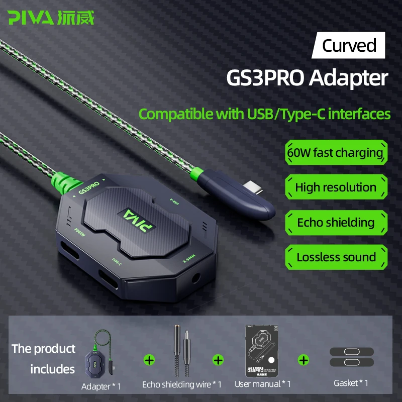 Gebogen stekker 4 in 1 PD 60W Snel opladen USB-converter Type-C naar 3,5 mm hub Type C Elleboog Game-adapter Laptop Tablets Voeding