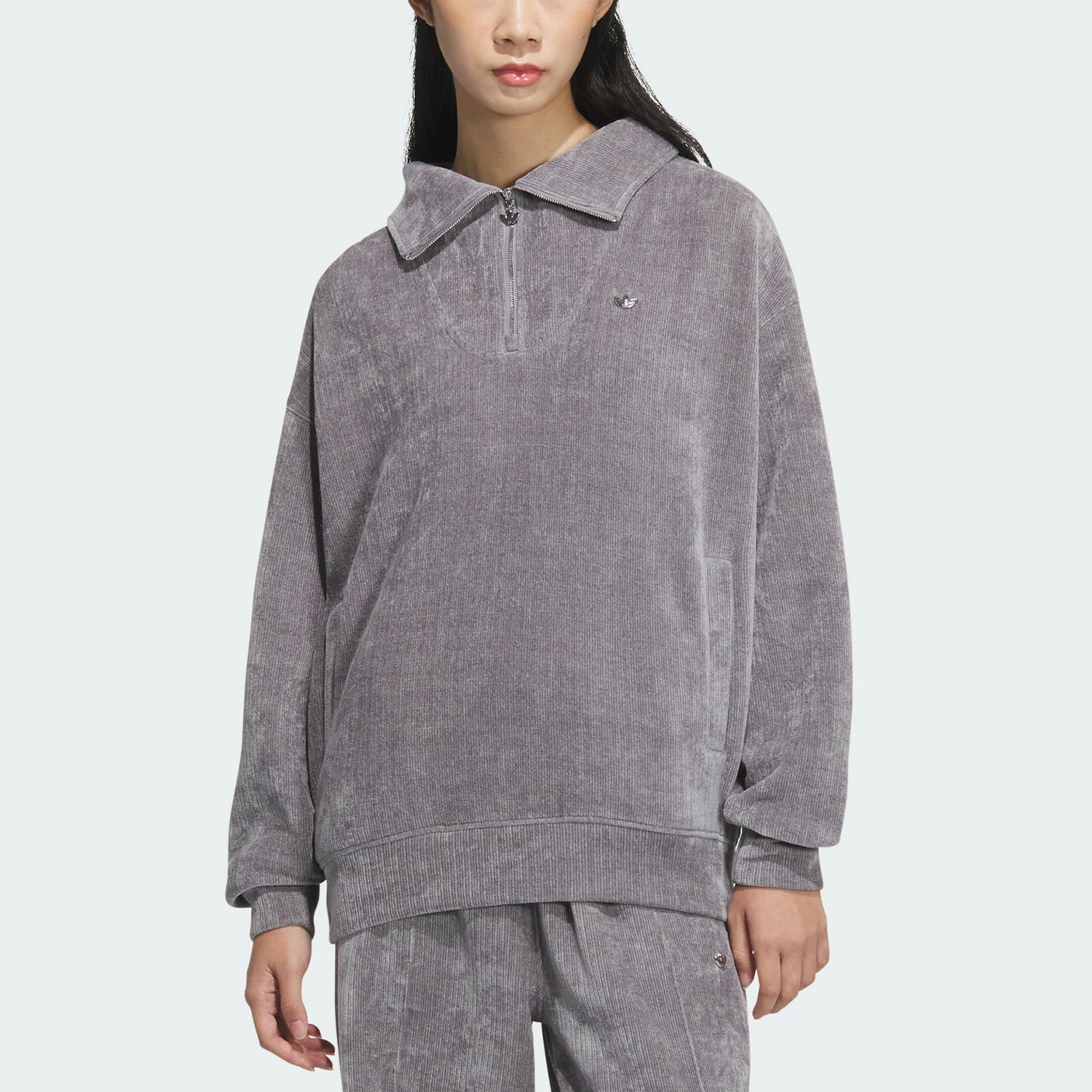 

Женская вельветовая теплая толстовка с капюшоном Adidas Originals JM8060