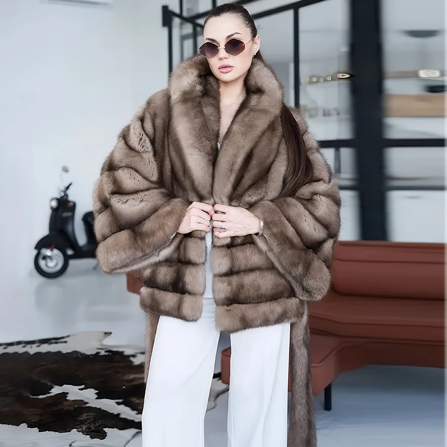 Real Fox Fur Coats With Shawl Collar Women Fox Fur Coat 2024 Luxury Fox Fur Jackets Woman Hot Selling