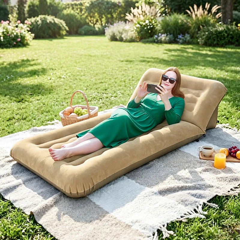 HYS triangular back sofa bed outdoor camping multi-functional single flocking moisture-proof folding inflatable mattress