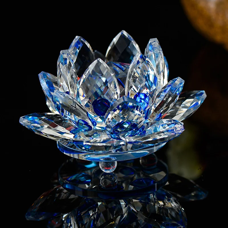 

Colored Crystal Lotus Paperweight Gifts Flower Model Decoration Wedding Party Decor Souvenir Fengshui Home Ornament