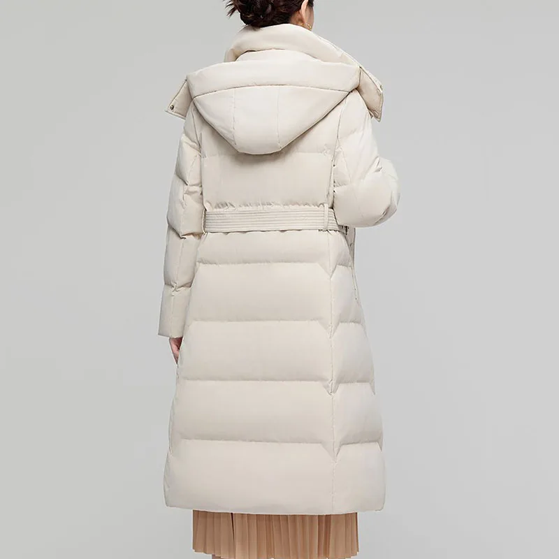 Cappotto 2025 Piumino da donna caldo con cappuccio di nuova moda Piumino da donna invernale in piumino d'anatra bianco addensato di alta qualità H373