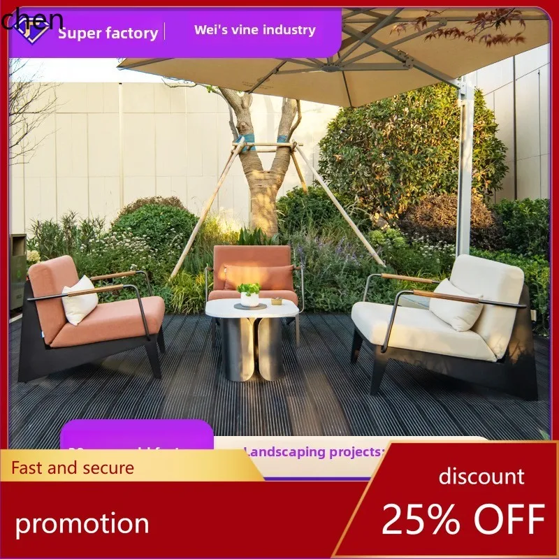 HT Aluminum Alloy Outdoor Sofa for Courtyard Garden Commercial Landscape Garden Engineering Model Balcony Waterproof Sunproof