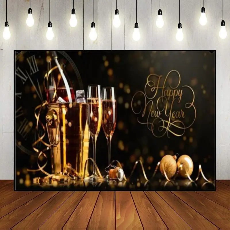 Happy New Year Party Baby Shower Xmas Home Background Photo Grandiose Fireworks Custom Birthday Backdrop 12 O 'Clock Countdown