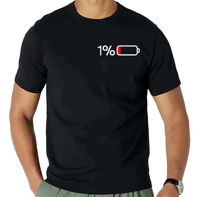 Camiseta humorística a bajo consumo de energía, con batería 1%-1%