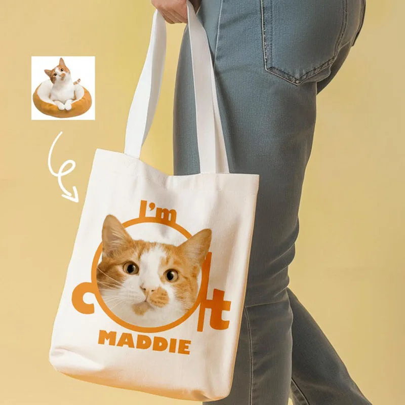 

Custom Pet Portrait Canvas Tote Bag with Photo Personalized Cute Tote Bag Dog Mom Cat Lover Bag Pet Handbag Shopping Bag