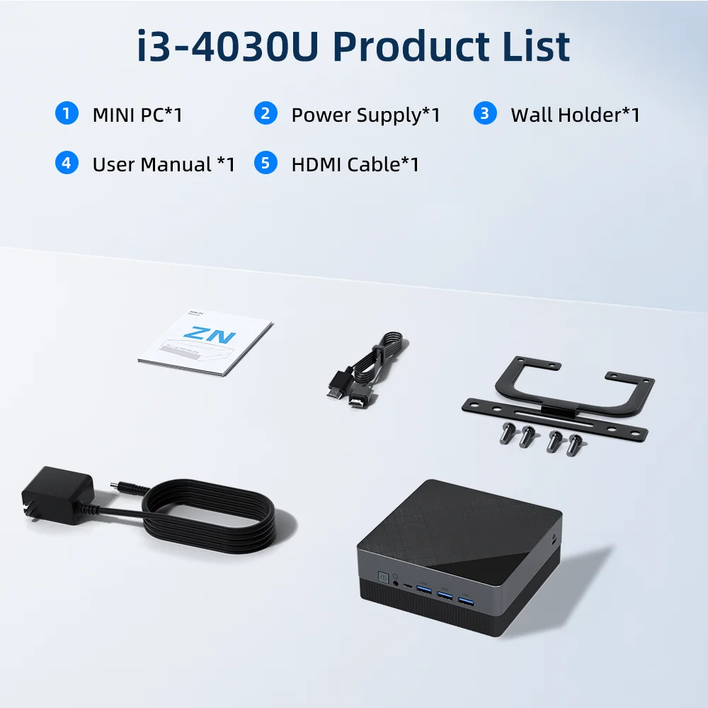 TexHoo Mini PC Intel I3 4th 4030U CPU 8G RAM 256G ROM Dual Display Double LAN Dual M.2 Windows 10 Desktop Computer WiFi5 BT4.2