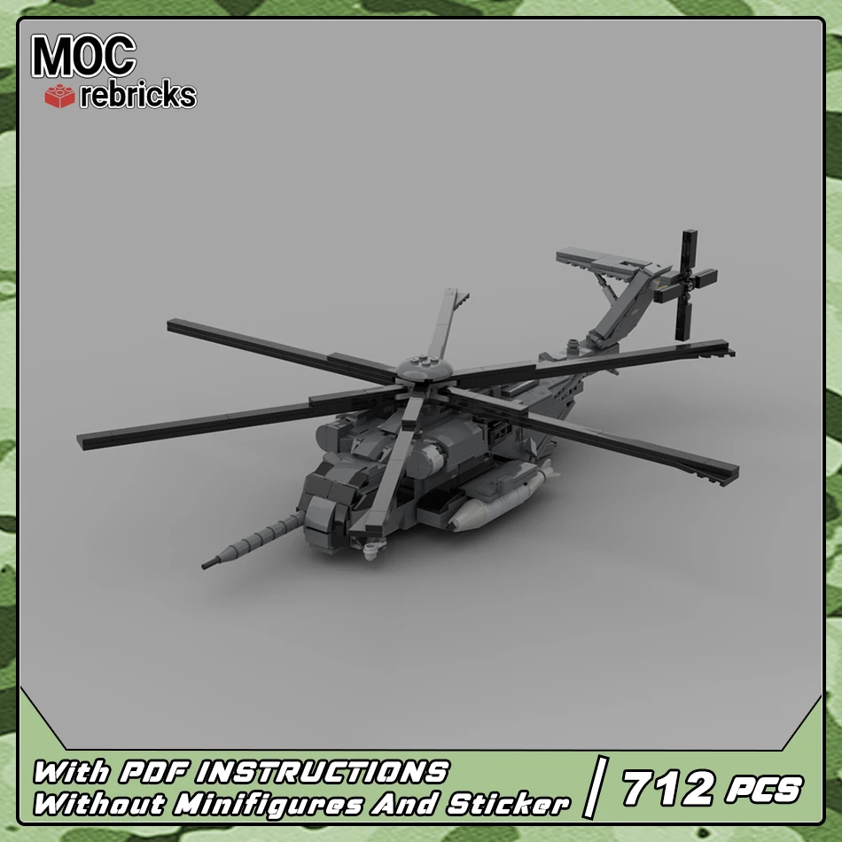 Military Series MOC Bricks CH-53E Super Stallion Heavy Multifunctional Helicopters Building Block Model Boy Toys Birthday Gifts