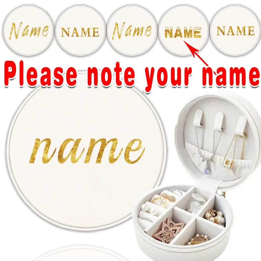 

Customized Name Portable PU Jewelry Storage Box With Zipper Travel Jewelry Case Earrings Necklace Organizer Holder Display Pack