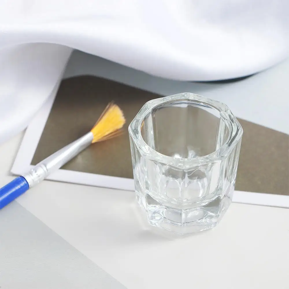 

1PC UV Nail Art Tool Glassware Container Powder Octagon Cup Crystal cup Manicure Tools Glass Cup