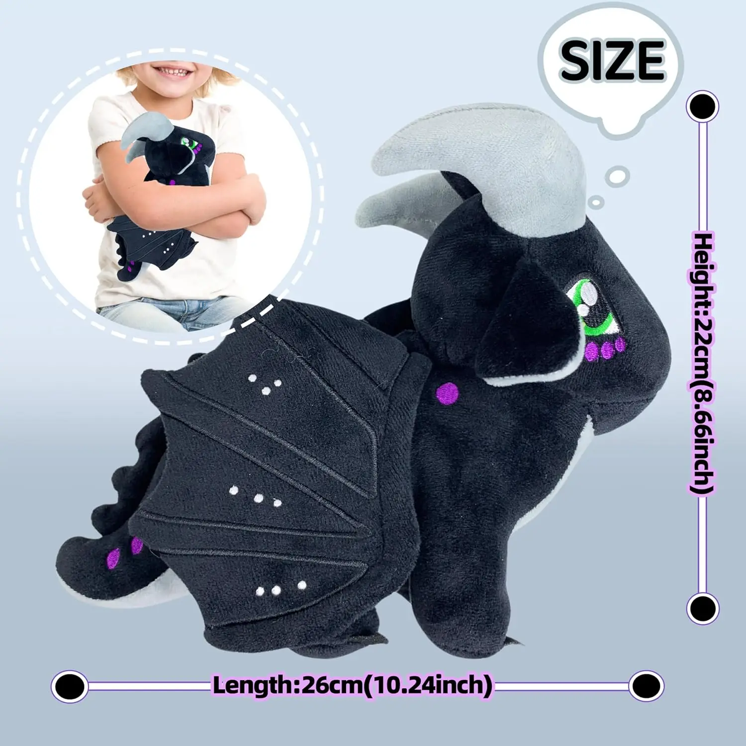 Alas de fuego juguetes dragón de peluche de juguete suave Animal relleno fresco dragón negro decoración Merch regalo especial para niños niñas edad