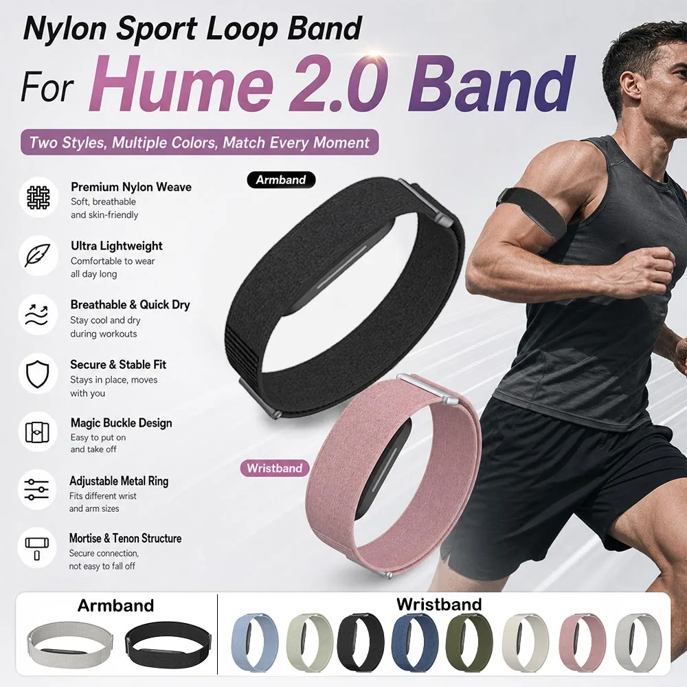 Premium Nylon Woven Bicep/Wrist Band for Hume 2.0 Band Fitness Tracker Sports Replacement Armband for Hume 2.0 Band Accessory