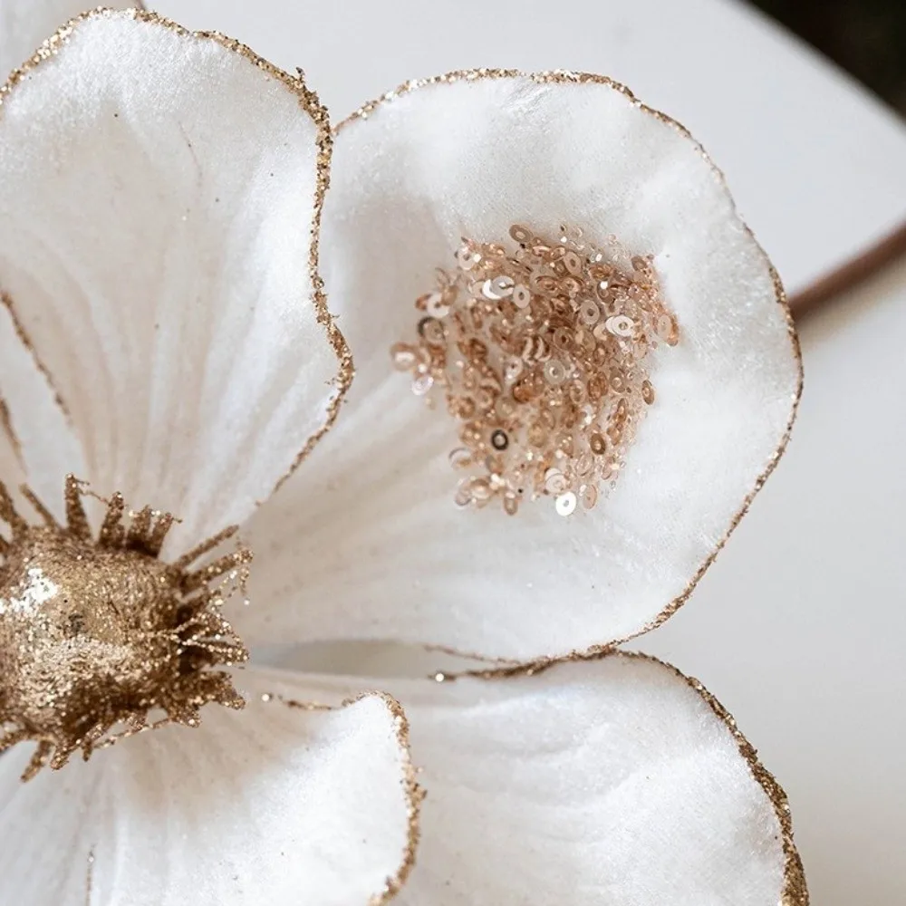 بريق الاصطناعي زهرة عيد الميلاد الذهب الأحمر DIY عيد الميلاد البونسيتة اليدوية يتدفقون عيد الميلاد الزهور الزخرفية هدايا السنة الجديدة #3