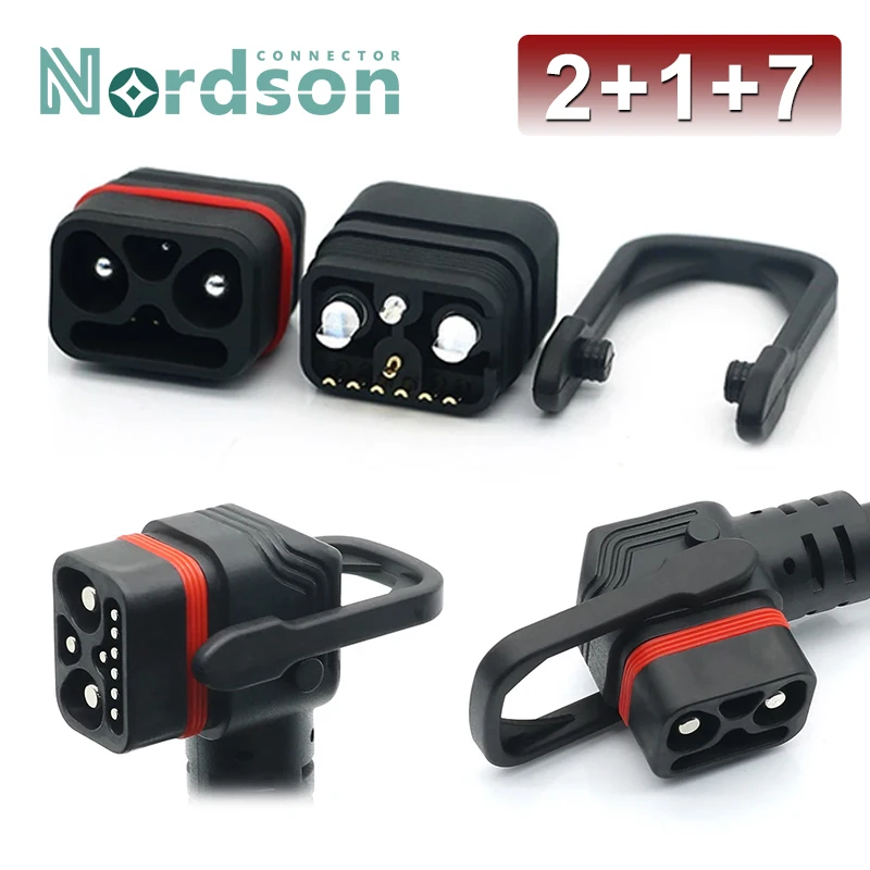 

35ALithium Battery Energy Storage Connector 2+1+7 Electric Vehicle Charging Plug 10Pin Male Power Cord Female Socket Set