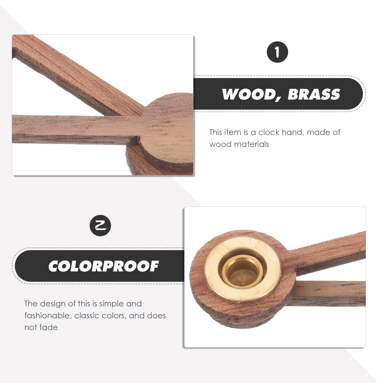 

1 set Shaped Solid Wood Accessories 1 Set Wall Clock Hands Mechanism Light Brown Walnut Color Clock Parts for DIY Craft