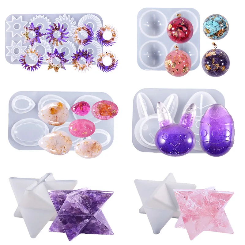 DIY Love round Corner Square Shield-shaped Crystal Epoxy Resin Mold - Silicone Pendant Molds for Crafting