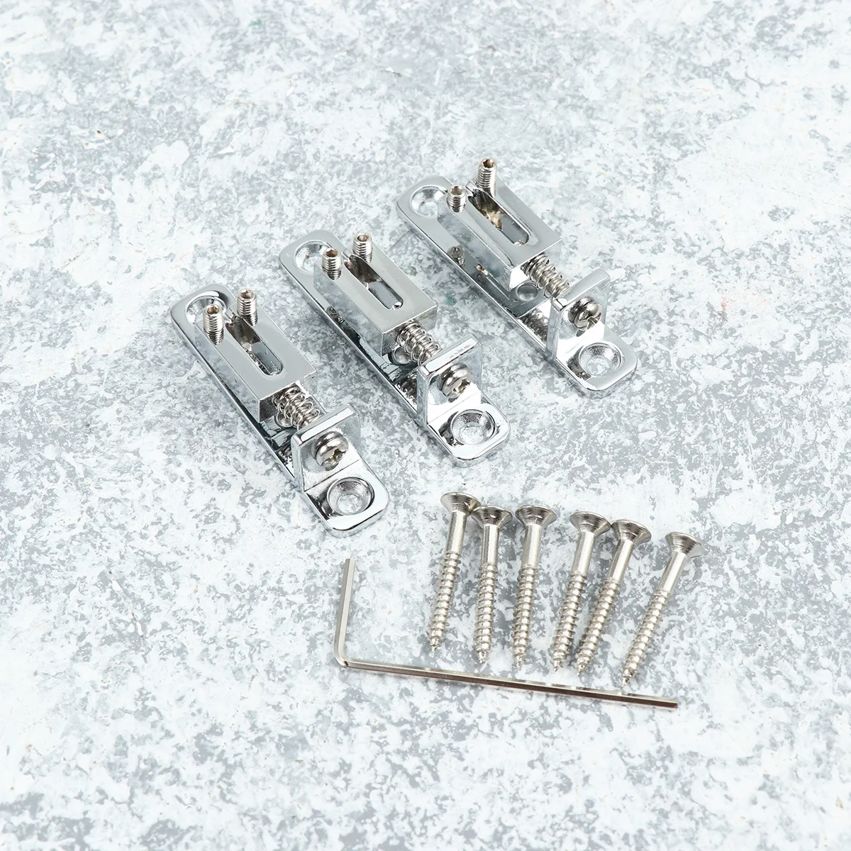 

3pcs Guitar Bridge For Bass Guitar Metal Rust Resistant Smooth Surface Lightweight Roller Saddles String Protection Silver