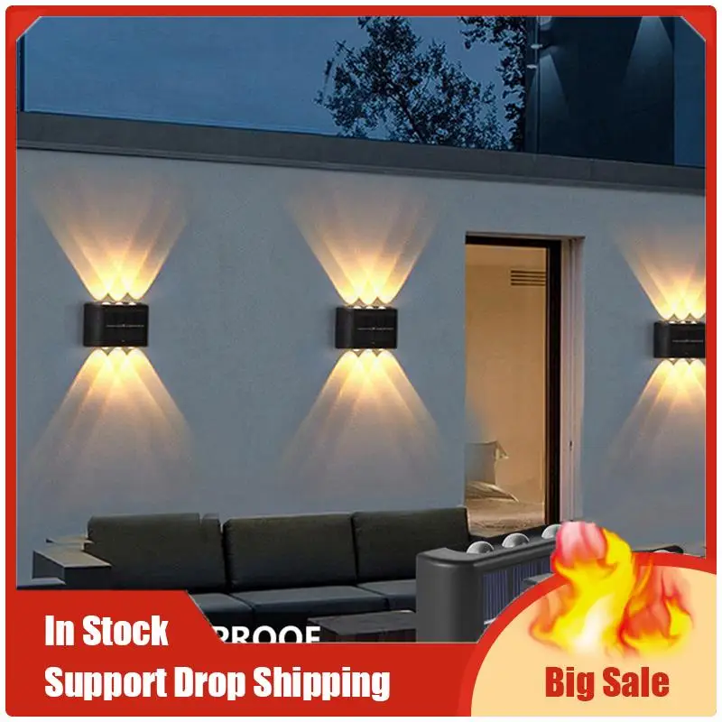 

4-пакет солнечных настенных светильников, уличная водонепроницаемая светодиодная солнечная лампа вверх и вниз, светящееся освещение для сада, балкона, двора, декора A