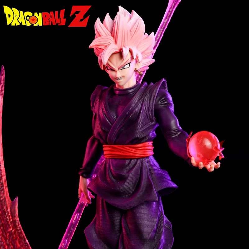 38CM Dragon Ball Z Zamasu Figure Black Goku PVC Action Figures GK Statue with Light Base Collection Model Toys for Children Gift