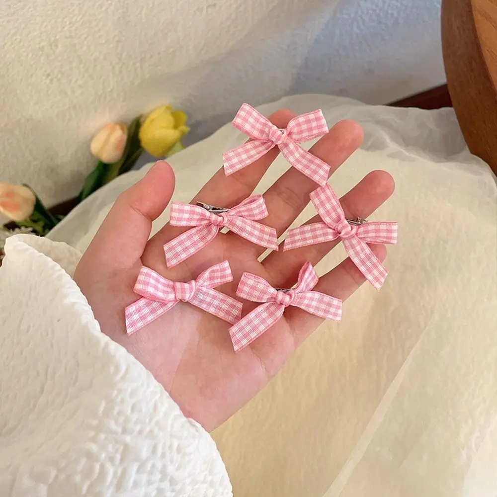 

Sweet Cute Duckbill Clip Mini Plaid Cloth Bowknot Hairpin Children's Hair Clip Korean Style Headwear Female Hair Accessories