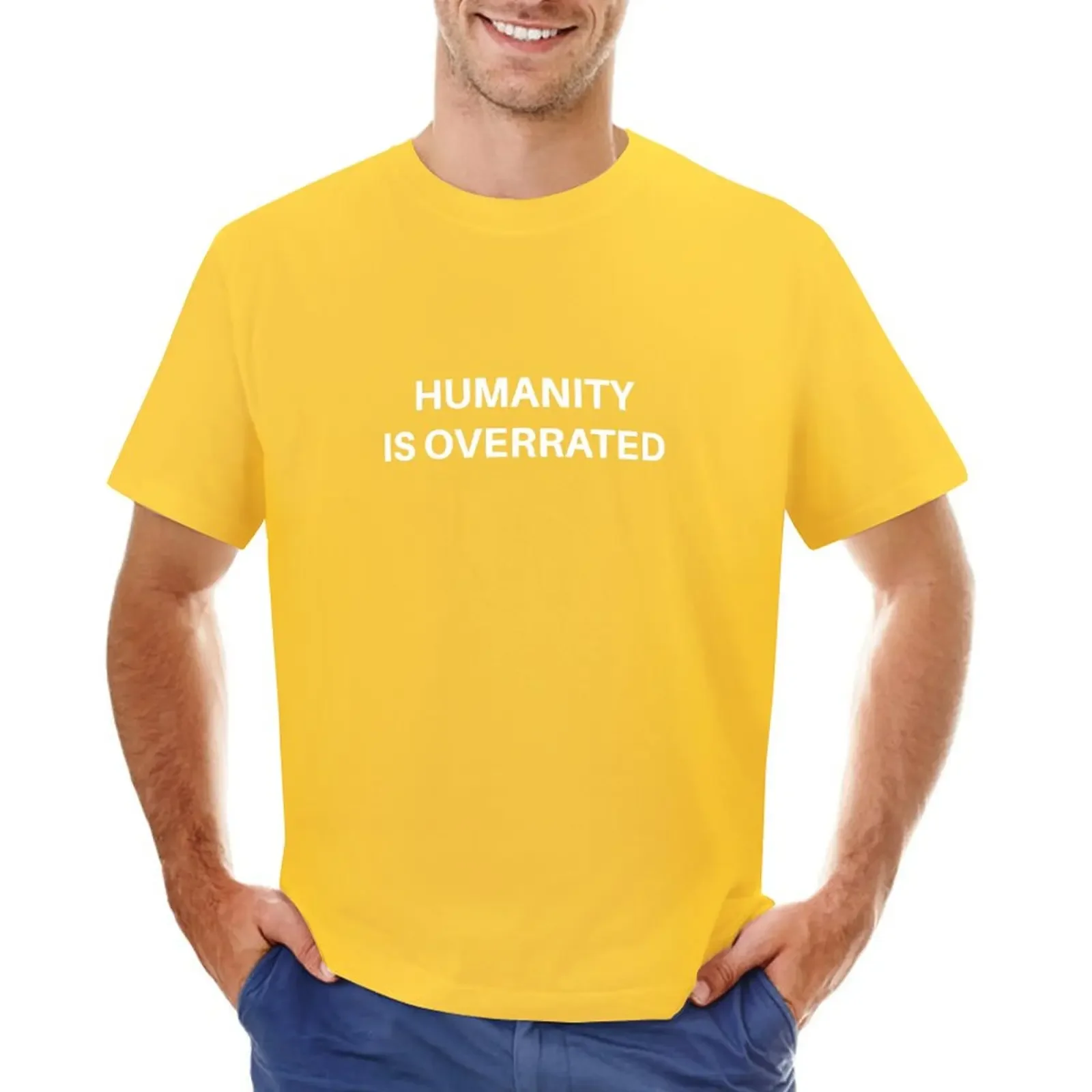 T-shirt imprimé animal pour hommes, Humanity Is Overrated, Anime Clothes, Boys, Heavyweight Male Cartoon, Lomg and Tees, Nouveau