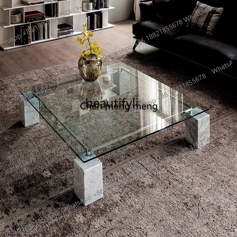 new zqMarble Tea Table Simple Modern Tea Table Tempered Glass Living Room Tea Table High-End Customization ss 26