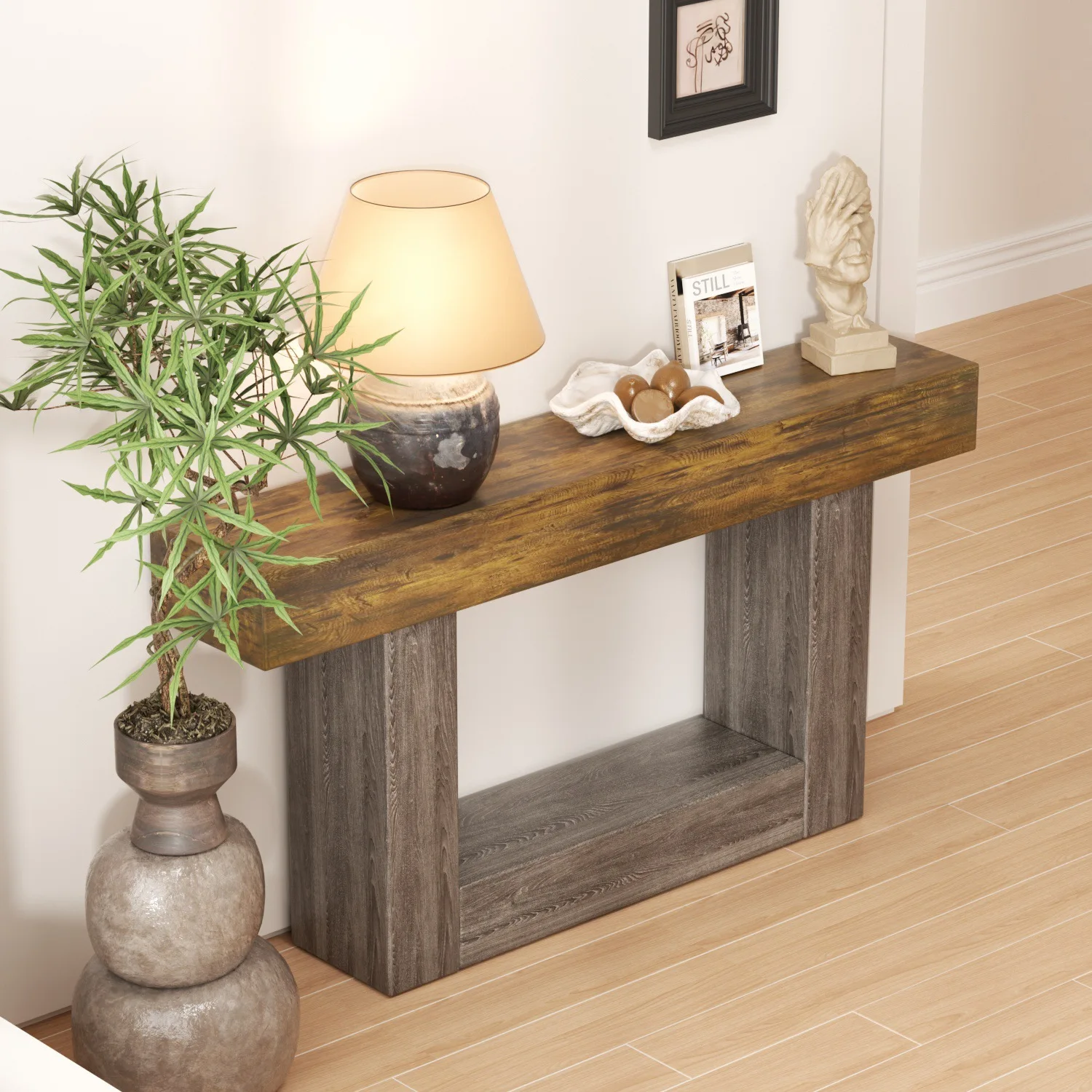 Premium Entrance Table Wabi Stillwind Case Hotel Entrance Corridor Non-solid wood End View Platform Light Luxury American