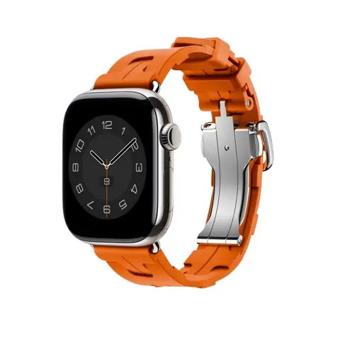 CHARM Fluororubber 럭셔리 하이 엔드 밴드 남성용 Apple Watch 밴드와 호환 Ultra2 iWatch 시리즈 10 9 8 7 6 5 4Se 스트랩