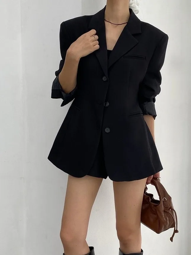 Ele Long Sve damespak Jaet losse pasvorm enkele knop Koreaanse Sle Office Wear faionable bovenkleding