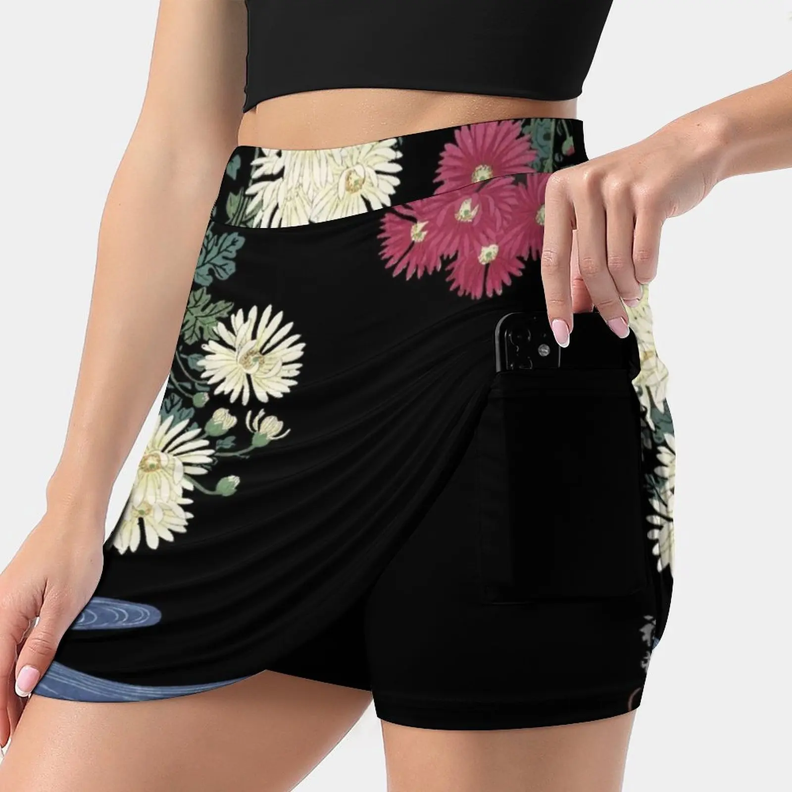 Chrysanthemums And Running Water Antique Japanese Floral Skirts Woman Fashion 2022 Pant Skirt Mini Skirts Office Short Skirt