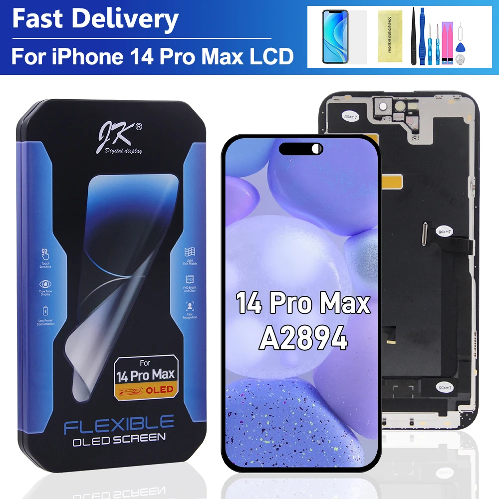 JK OLED LCD Display Touch Screen Digitizer Assembly Replacement Parts for iPhone 14 Pro Max Compatible with LCD Display