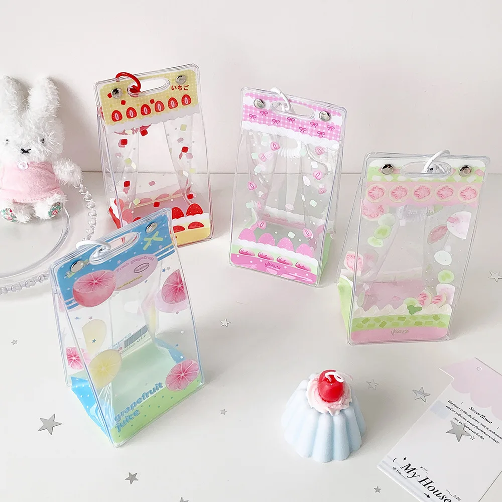 Japanese Sweet Cartoon Fruit Print Clear Display Pouch For 10cm Plush Doll Pendant Dustproof Storage Backpack Charm