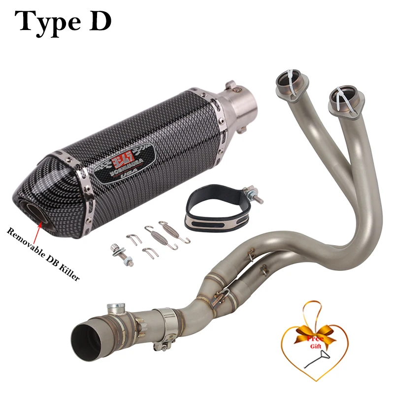 Full System For Kawasaki ER6N ER6F Versys 650 Z650 Ninja650 2012 - 2023 Motorcycle Exhaust Escape Modify Front Link Pipe Muffler