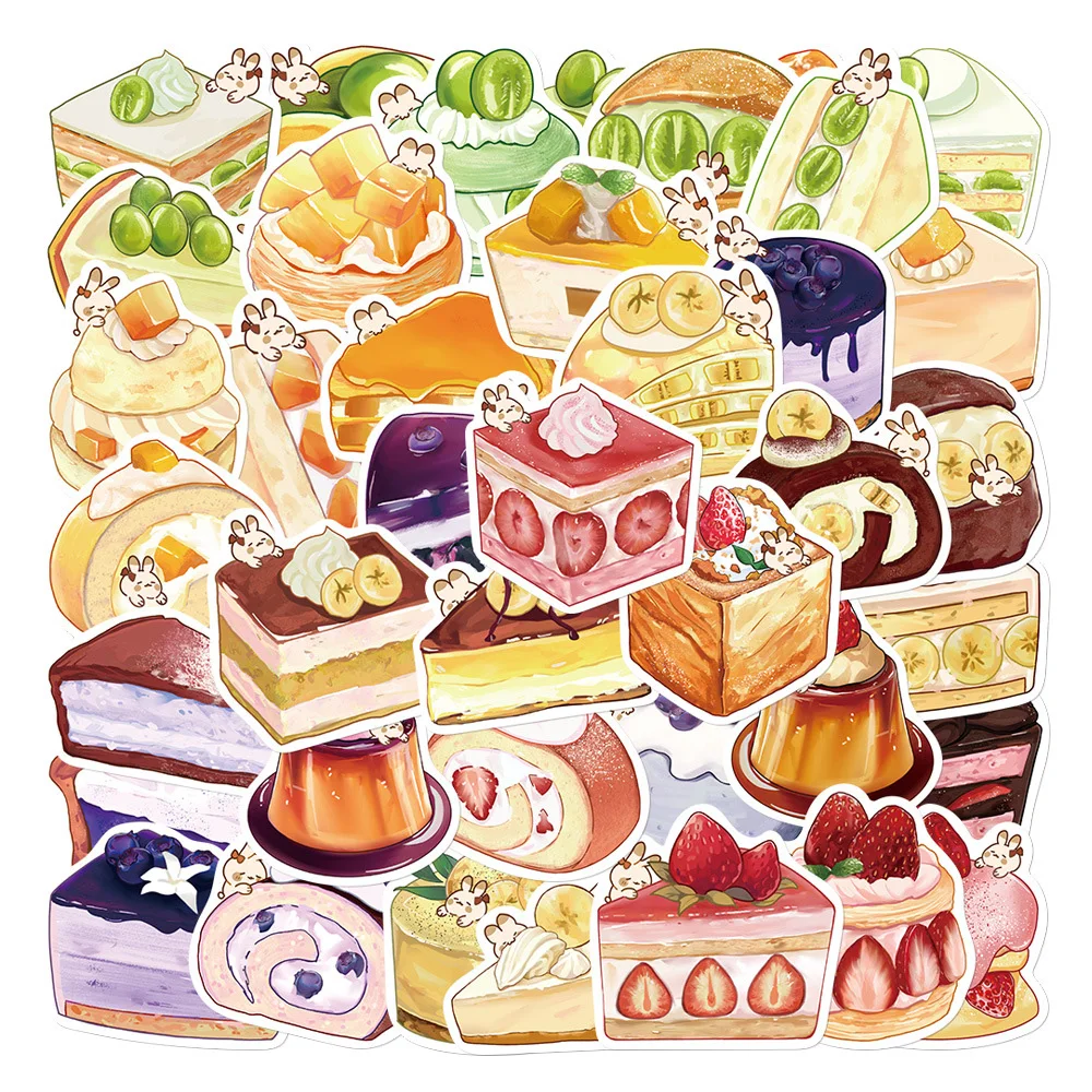 10/20/40Pcs Leuke Kawaii Cartoon Voedsel Taart Dessert Esthetische Stickers Decals Laptop Telefoon Scrapbook Sticker kid Speelgoed