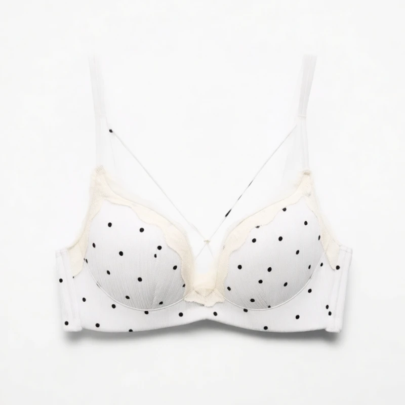 Sexy japanisches BH-Set mit Punktmuster, Push-up-BH zur Vergrößerung des Dekolleté für kleine Brüste, Anti-Drop-Unterstützung, bequeme Passform, verstellbare Dessous