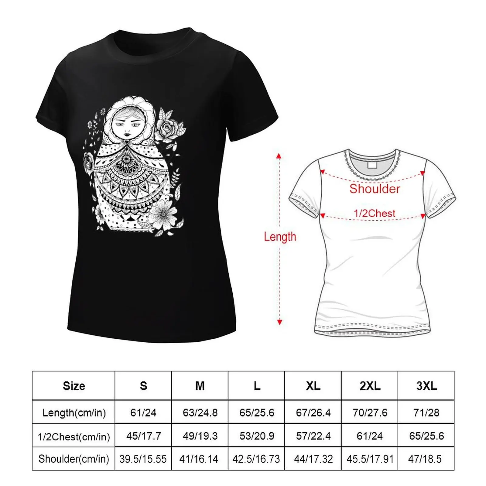 Russian Doll T-Shirt female hippie clothes plus size tops Womens graphic t shirts