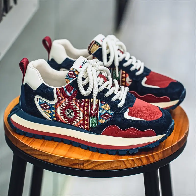 Men's Summer Breathable Canvas Shoes Mixed Color Versatile Flat Bottom Comfortable Thick Sole Walking Outdoor Casual Footwear