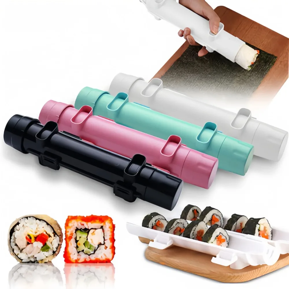 Molde de sushi DIY de grado alimenticio, herramienta cilíndrica para tubos de sushi, molde portátil para bolas de arroz y nori para cocina y preparación manual.