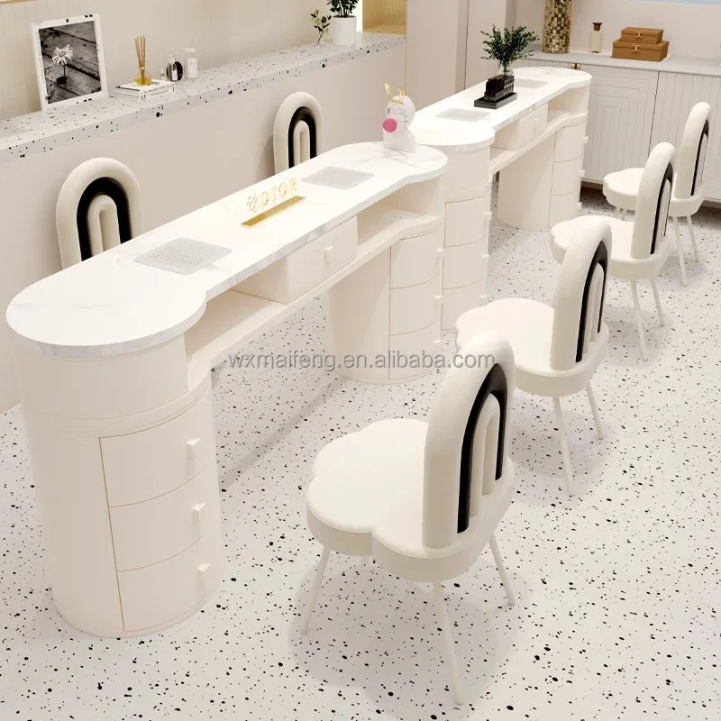 Hot Selling Beautiful  Beauty Salon Furniture Metal Marble Manicure Nail Table for Salon